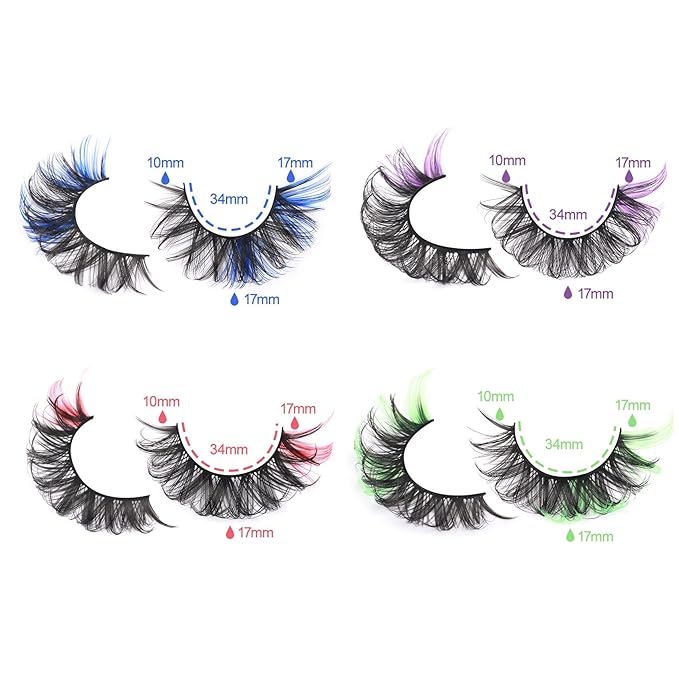 Colored Eyelashes Fluffy Eye Lashes with Color Colorful D Curl Strip Lashes Look Like Extensions 5D Mink Natural Wispy Salon Perfect False Eyelashes Pack 8 Pairs By Goddvenus