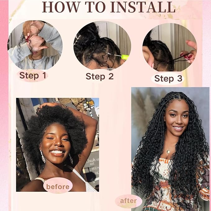 Human Braiding Hair for Boho Braids Deep Wave Bulk Human Hair for Braiding 12A No Weft Curly Human Hair Extensions Wet and Wavy Boho Hair 2 Bundles/Pack Natural Color (20 Inch)