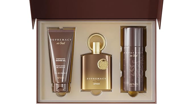 Afnan Supremacy in Oud Luxury Perfume Gift Set - Eau De Parfum (3.4 oz) + Deodorant (5.1 oz) + Shower Gel (5.1 oz) | Intense & Opulent Oud Fragrance