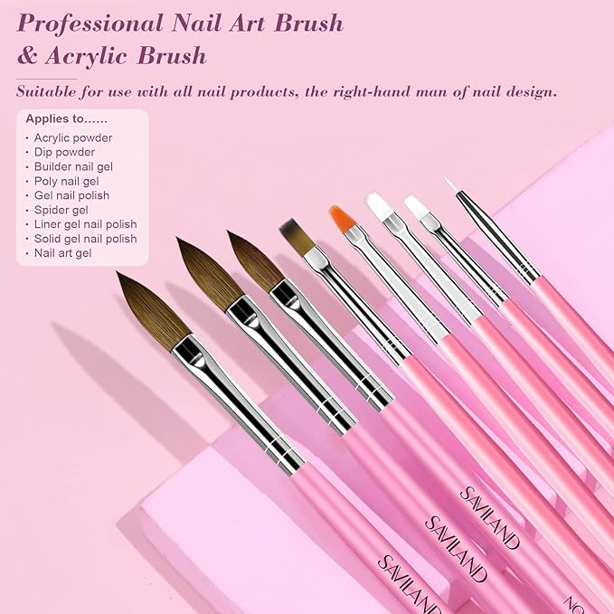 Saviland Acrylic Nail Kit for Beginners with Everything - Acrylic Powder and Liquid Set Gel Nail Polish Acrylic Nail Brush Practice Finger U V Light, Full Acrylic Nail Kit for Home DIY Nail Salon