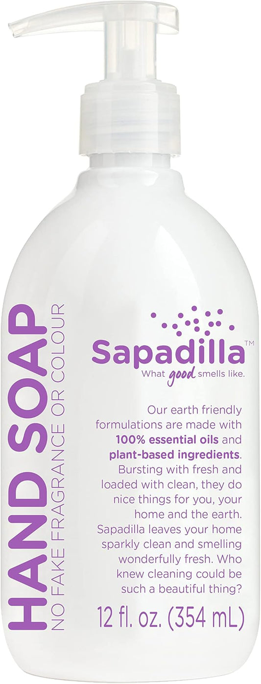 Sapadilla Liquid Hand Soap - Sweet Lavender + Lime - Made with 100% Pure Essential Oil Blends, Cleansing & Moisturizing, Aromatic & Fragrant Hand Soap, Plant Based, Biodegradable, 12 Ounce (Pack of 1)