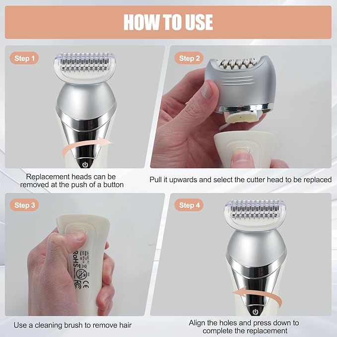 Pluxy Epil Pro 3.0 Women Face Epilator, Pluxy 7-in-1 Portable Design Facial Epilator, Facial Hair Removal for Women & Men, Waterproof Facial Shaver for Ears, Nose, Eyebrow, Body