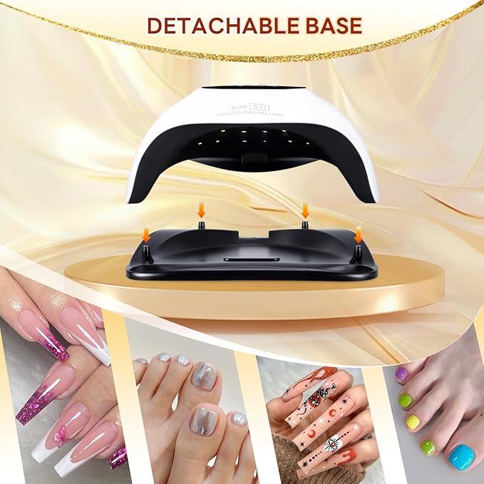 268W UV LED Nail Lamp, HeerMua Nail Dryer for Gel Polish, Fast Curing Gel Polish Light 4 Timers,Professional LED Nail Lamp UV Nail Light with Portable Handle, 57Pcs Lamp Beads and Automatic Sensor