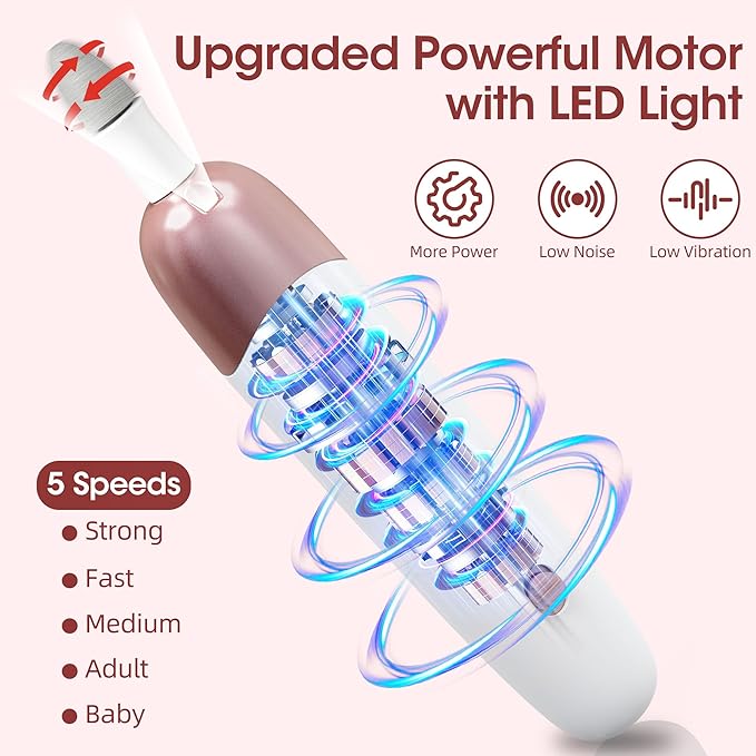 Cordless Electric Nail File Set, Portable Electric Nail Drill Machine,Professional Manicure Pedicure Kit, 5 Speeds Hand Foot Care Tool for Calluses, Thick Nails, Grind, Trim, Polish