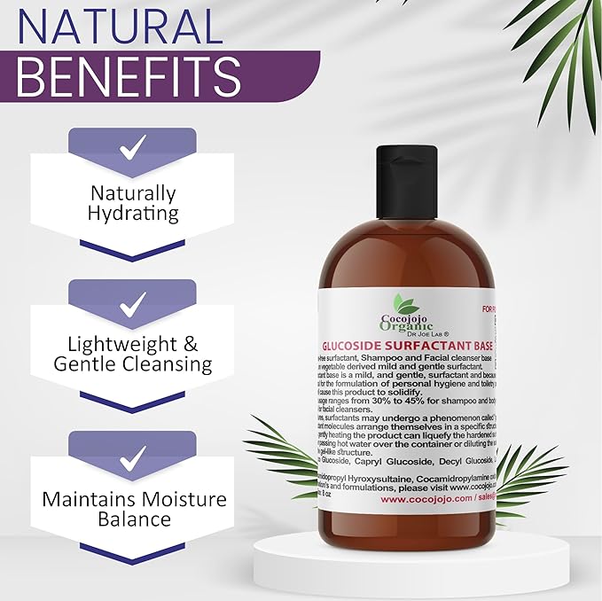 Dr Joe Lab Decyl Glucoside Natural Surfactant - Surfactants for Soap Making, Lauryl Glucoside, DIY Shower Gel, Skin Care, Body and Face Wash, Plant Derived, Natural - 8 Oz
