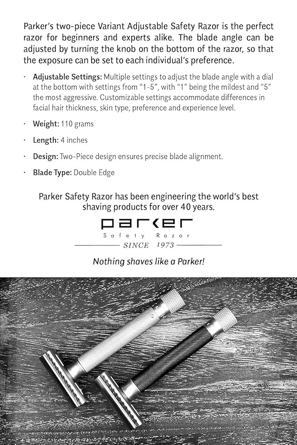 Parker 5-Blade Razor Handle for Fusion Blades – Weighted, Textured Grip for Smooth, Tug-Free Shaving | Luxury Gift-Ready Razor with Fusion Blade Included