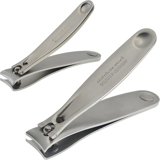 Set of Fingernail Clipper and Toenail Clipper for Manicure and Pedicure - Professional Nail Clippers with Precision Super Sharp Blades - German Stainless Steel Cuticle Trimmer Kit