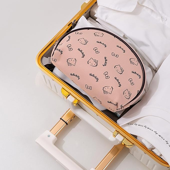 AmBealla Small Cosmetic Bag Portable Storage Bag for Women,Cute Compact Makeup Bag for Keys and Phone, Pink Cotton Organizer with Wristband,Portable Travel Bag for girls