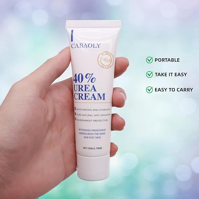 Urea Cream 40 Percent for Feet Maximum Strength, Urea Foot and Hand Cream with Powerful Hydration for Dry Skin, Cracked Heels, Deeply Moisturizing for All Skin Types 1.76oz