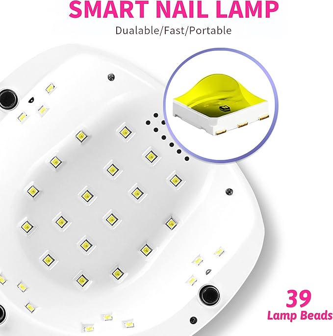 AIJIMEI Diamond Purple Nail Lamp Nail Dryer Nail Tools LED Gel Nail Lamp 86W Gel Nail Light Nail Polish Dryer for Professional and Beginner (Rosepink)