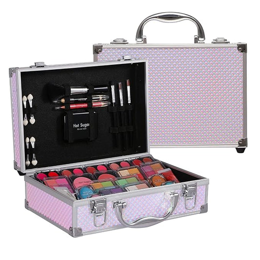 Hot Sugar Makeup Kit for Girls and Women - Full Starter Cosmetics Set with Eye Shadow Palette, Blush, Lip Gloss, Lip & Eye Pencil and Mirror