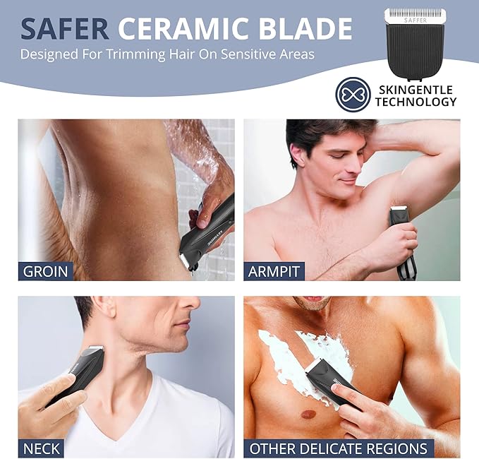 Electric Body Hair Trimmer for Men: Waterproof 2-in-1 Groin Hair Trimmer for Beard Hair Chest Hair Armpit Hair Legs Hair Pubic Hair (Black-2)