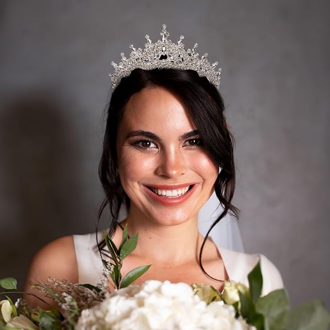 LIMELIA Women's Tiara for Henna Wedding Party|Glitter Hair Accessories for Bridal Birthday Pageant Prom Halloween Cos-play Christmas Party|Dence-Silver