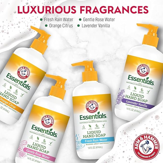 Arm & Hammer 6 Pack Liquid Hand Soap for Skin Cleaning - Cleanser for Kitchen & Bathroom with Orange Citrus - Natural Hand Soap Cleanses, Softens 14 FL Oz (414ml)