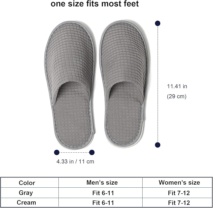 SPA Guest Slippers, 6/12 Pairs Reusable Washable Unisex Spa Slippers for Hotel Bedroom Wedding Party Travel