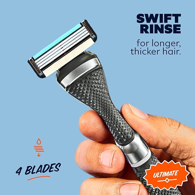 Dollar Shave Club Ultimate Set | 4 Swift Rinse Refill Cartridges, 1 Handle, 1 Prep Scrub 3 oz, 1 Shave Cream 6 oz, 1 Post Shave Dew 3.4 oz