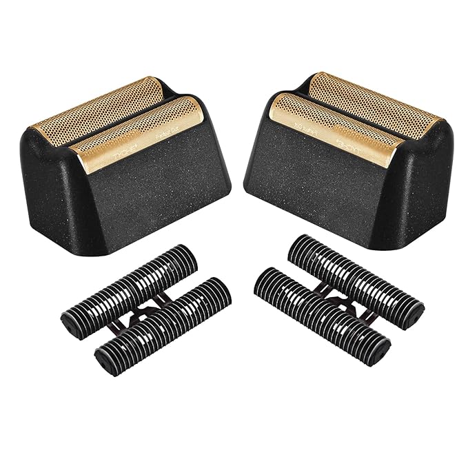 2 pcs Professional 5 Star Series Finale Shaver Shaper Replacement Super Close Gold Foil and Cutter Bar Assembly, Compatible with Wahl Shaver Foil Model 7043-100,Shaving for Barbers and Stylists