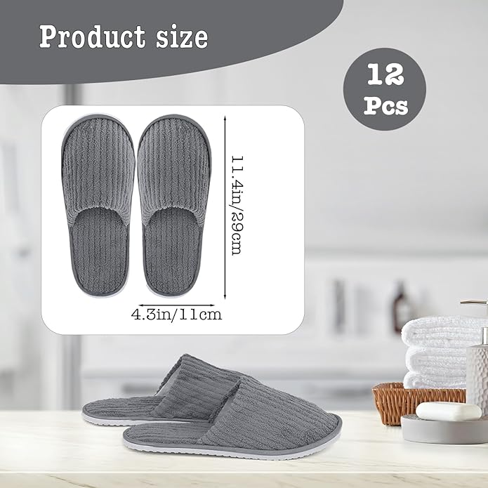 Disposable Slippers, 12 Pairs Bulk Slippers Hotel Spa For Guests Disposable House For Travel Guests Hotel Home Salon