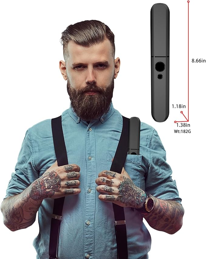 Beard Straightener for Men, Heated Beard Brush, Cordless Beard Hot Comb for Medium to Long Beards, with Travel Case, Rechargeable, 3 Temp Settings, Ionic Technology, Grooming Gift for Men(Black)