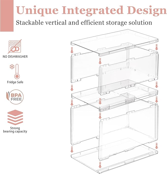 Homecor Clear Makeup Organizer Set of 2, Large Bathroom Storage Drawers, Cosmetic Storage for Vanity Dresser Countertop, Beauty Holder for Lipstick Brush Skincare Valentine's Day Gifts for Her(L+M)