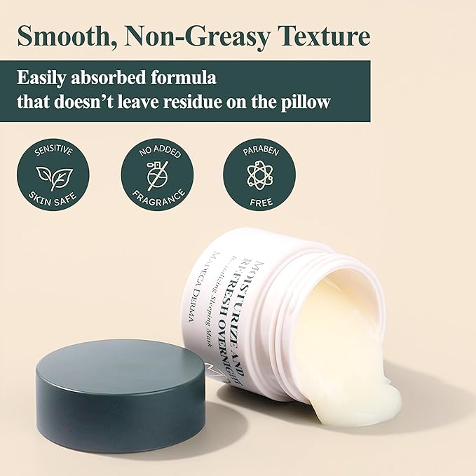 Madeca DERMA Revitalizing Sleeping Mask with Centella Asiatica and Panthenol – Korean Skincare Overnight Sleep Mask, Hydration, Skin Repair, Anti-Aging, Moisturizing & Nourishing (2.71 Fl oz)