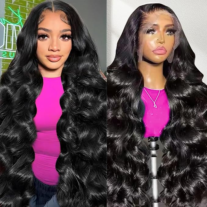 30 Inch HD Lace Front Wigs Human Hair 13x4 Body Wave Lace Frontl Wigs Human Hair 180% Density Glueless Wigs Human Hair Pre Plucked With Natural Black Hairline Baby Hair For Women