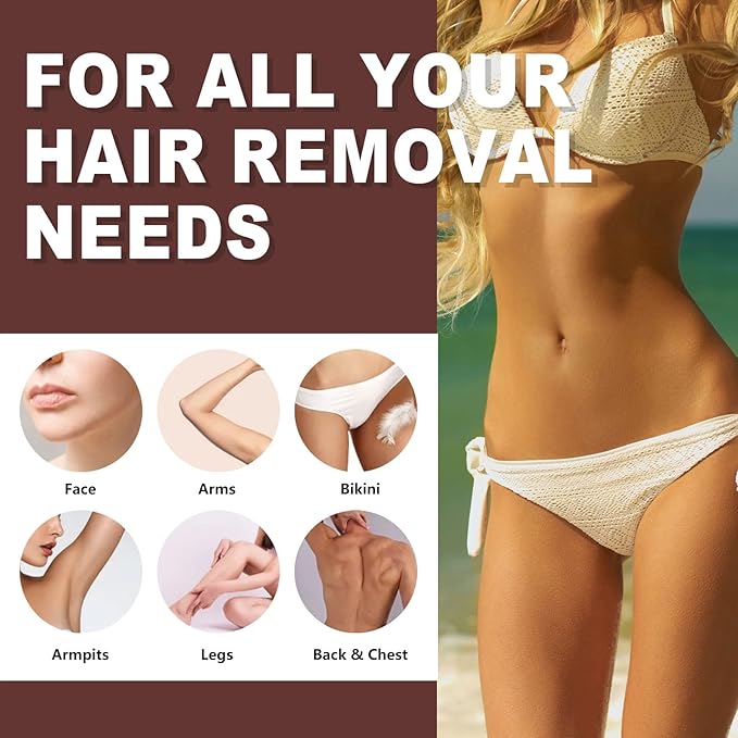 Beads for Coarse Hair Removal, 3lb for Sensitive Skin Women, Hard Wax for Full Body, Brazilian Waxing, Bikini, Face, No Rosin Unscented Low Temperature Home Beans