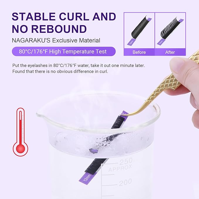 NAGARAKU Eyelash Extensions 0.12mm C Curl 7-15mm Mixed Length Individual Lashes Extensions Classic Matte Black 54 Rows Large Tray Soft Natural Professional Beauty Salon Lash Supplies