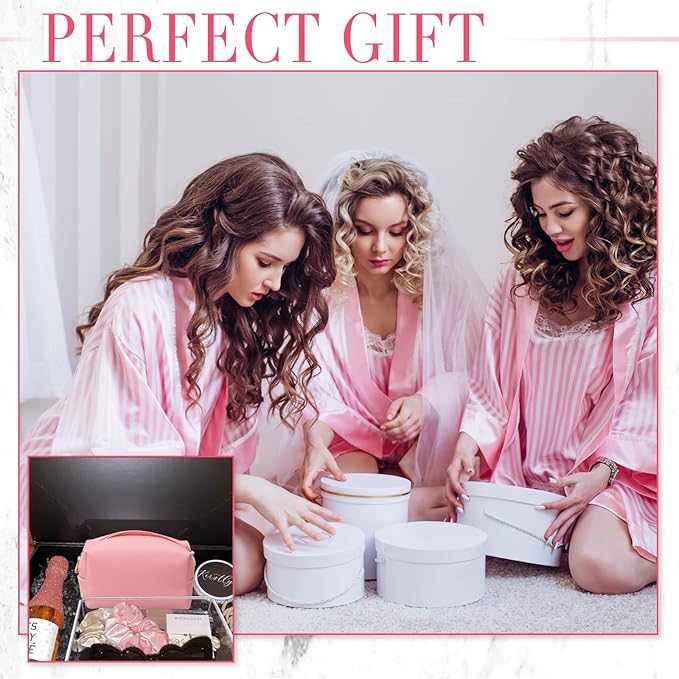 Sanwuta 9 Pcs Preppy Makeup Bag PU Leather Cosmetic Bag Makeup Pouch Plain Waterproof Toiletry Organizers for Traveling Preppy Travel Purse End of the Year Teacher Gifts Bulk(Pink)