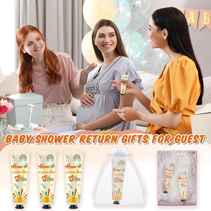48 Sets Baby Shower Hand Cream Bulk Here Comes the Son Baby Shower Favors Bridal Thank You Hand Cream for Guests Travel Size Lotion with Organza Bags