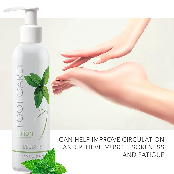 L’EUDINE Foot Lotion – Foot Care Cream with Arnica, Cocoa Seed Butter, Vegetable Glycerin, Mint – Foot Lotion for Dry Cracked Feet and Calluses – Refreshing and Moisturizing Foot Cream