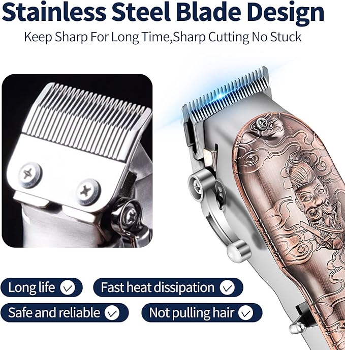 Roziapro Hair Clippers for Men T-Blade Trimmer Professional Barber Clippers - Cordless Hair Cutting Beard Trimmer Mens Electric Hair Trimmer Rechargeable Gold Knight Grooming Kit （Rose Gold）