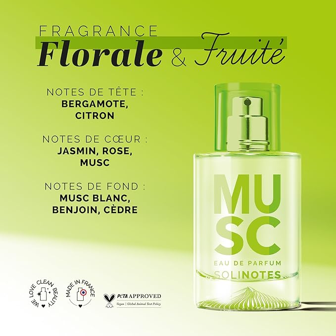 SOLINOTES Musk Perfume for Women - Eau De Parfum | Delicate Floral and Soothing Scent - Made in France - Vegan - 1.7 fl.oz