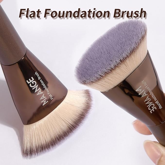 MAANGE Makeup Brush Set 10 Pcs Makeup Brushes with Zipper Bag, Double-End Multi-functional Make Up Brushes for Blending Liquid Powder Concealer Cream Blush Buffe,CoffeeBrown