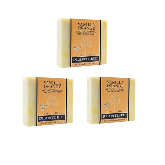 Plantlife Vanilla Orange 3-Pack Bar Soap - Moisturizing and Soothing Soap for Your Skin - Hand Crafted Using Plant-Based Ingredients - Made in California 4 oz Bar