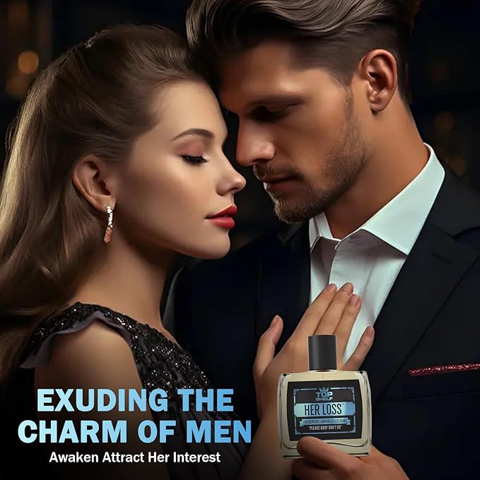 Top Shelf Her Loss Cologne for Men (Pheromone Enhanced) - 1.7 Fl Oz Long Lasting Herloss Perfume Para Hombre, Natural Herbal Scent - Awaken Raw Instinct, Her Loss Pheromone Cologne for Men Attract Her
