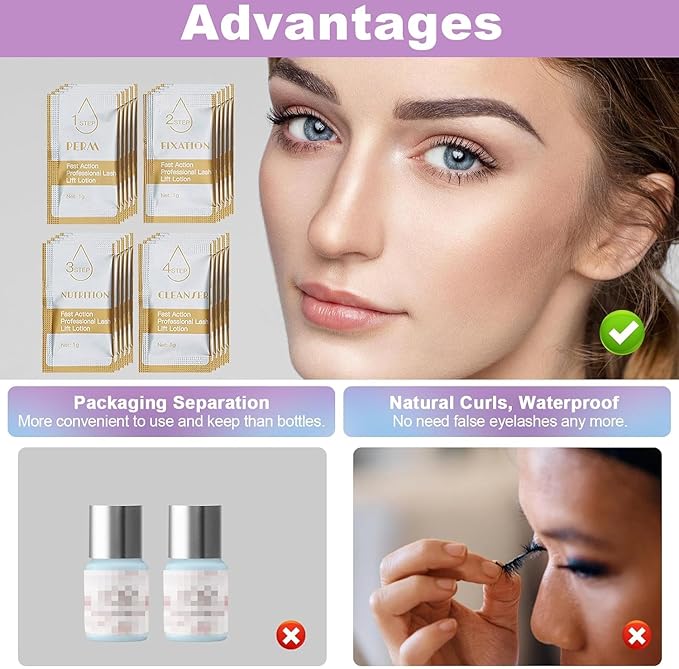 Lash Lift Kit, Eyelash Perm Kit, 5 Sets Lash Perm Kit Eyelash Lift Kit, Eyebrow Lamination Easy for Beginner, Professional Eyelash Curling Lash Extension Set, Home Achieve Semi-Permanent Curling