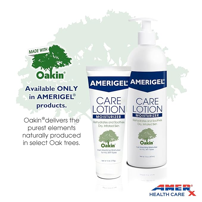 AMERIGEL Care Lotion Bundle - Hypoallergenic Moisturizer (6 oz.) Rehydrates & Soothes Dry Skin - Care Lotion for Diabetic Skin Care (16 oz.) Soothes Irritated Skin
