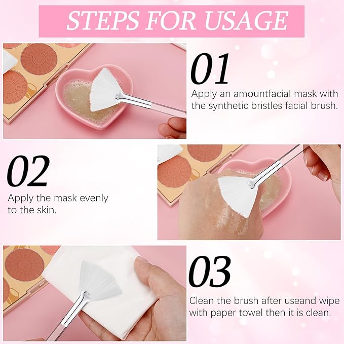 60 Pcs Fan Facial Brushes Fan Mask Soft Facial Applicator Brushes Acid Brush Cosmetic Makeup Blush Applicator Tools for Esthetician Eyeshadow Peel Mud Cream(White)