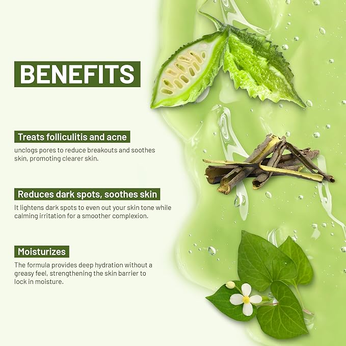 ABERA Folliculitis Shower Gel, BHA Back Acne Body Wash with Wild Bitter Melon Extract & Tea Tree Oil, Reduces Back Acne & Hyperkeratosis for Men & Women, Safe for All Skin Types, 10,14 fl oz