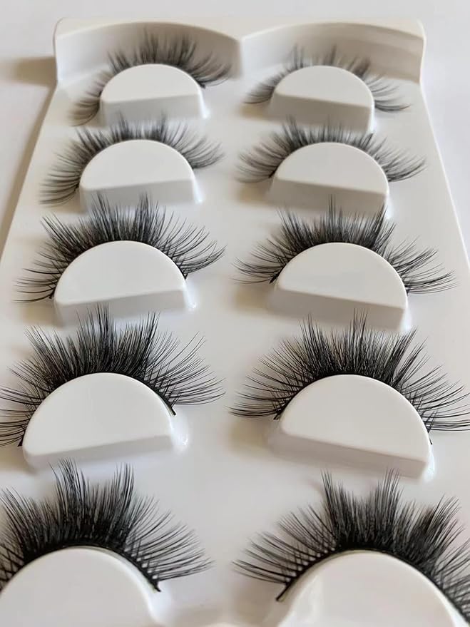 Sunniess Ombre Colored Lashes Silk Protein Fluffy Wispy Volume Fake Lashes for Halloweens Cosplay Party Stage Russian D Curl Lashes with Color Make up Faux Mink False Eyelashes 5 Pairs (5ce-01)