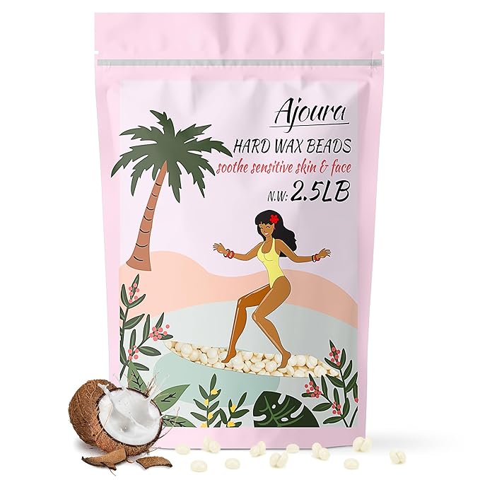 Ajoura 2.5 lb Wax Beads for Hair Removal - Premium Hard Wax for Coarse Hair, Ideal for Brazilian Bikini, Legs, Face, Underarms, Arms, Chest, Back - Sensitive Skin for Efficient Home & Salon Waxing