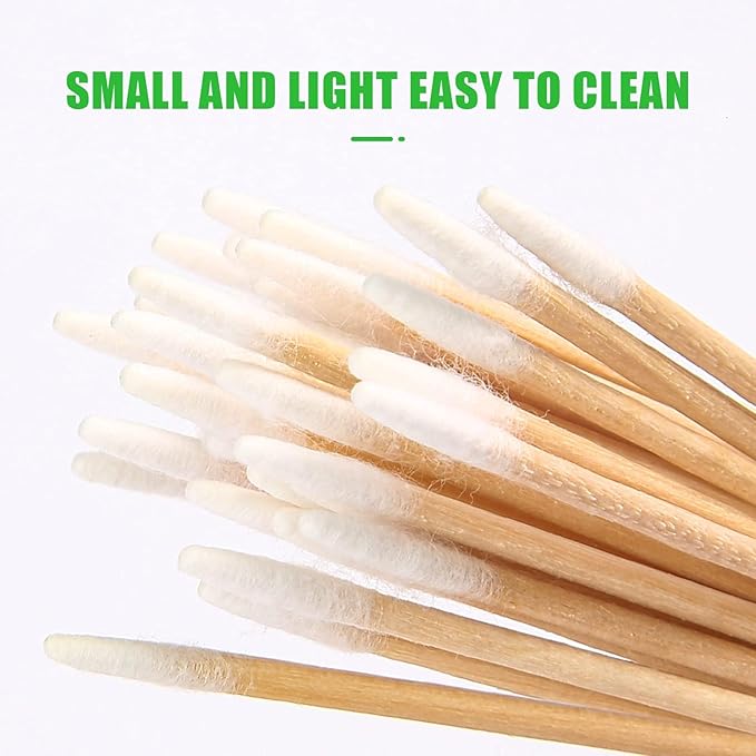 Pointed Q Tips for Cat Eye and Wound Care – 500pcs, 2.9 Inch Biodegradable Wooden Cotton Swabs for Baby, Precision Makeup, and Nail Cleaning