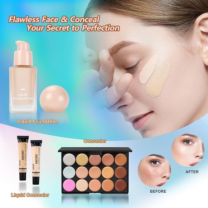 Makeup Kit for Women Full Kit Makeup Kits for Teens Teenager Makeup Gift Set for Teens Women Eyeshadow FoundationTeen Makeup Kit Makeup Sets