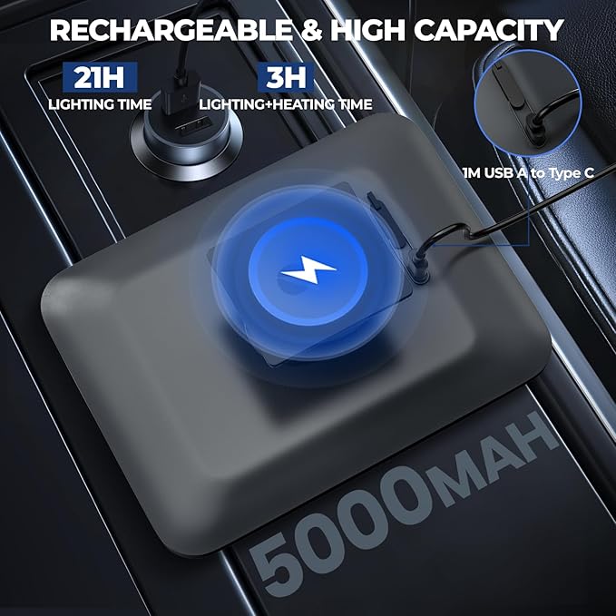 Shower Mirror Fogless for Shaving, Anti Fog Bathroom Mirror with Light, Heated Fog Free Shaving Mirror, 5000mAh Rechargeable Battery with 2 Razor Holders & Storage Tray, 3-Color Dimmable