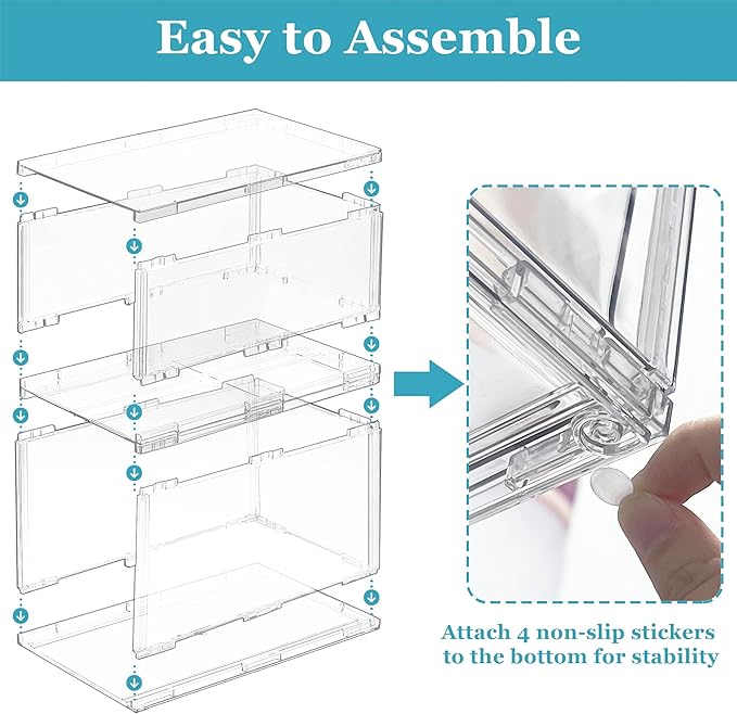 Stackable Storage Drawers Set of 2, Clear Makeup Organizer for Vanity, Acrylic Cosmetic Display Cases, Large Capacity Makeup Organizer Countertop, Undersink, Kitchen Organization and Storage