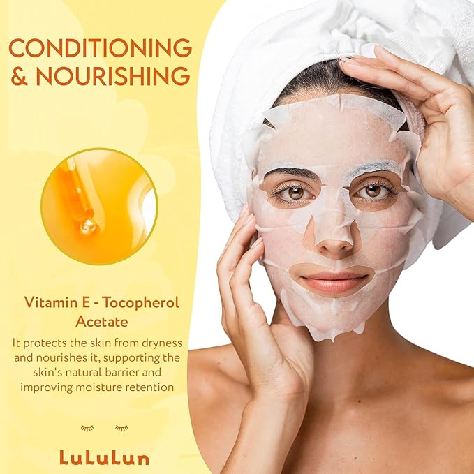 Lululun 7 EA Facial Sheet Mask with Organic 7 Herbs & 7 Vitamins for Pore Care & Rough Skin, Daily Face Sheet Mask Pack for Hydrating and Moisturizing Skincare from Japan with Vitamin C & E, Hydra V