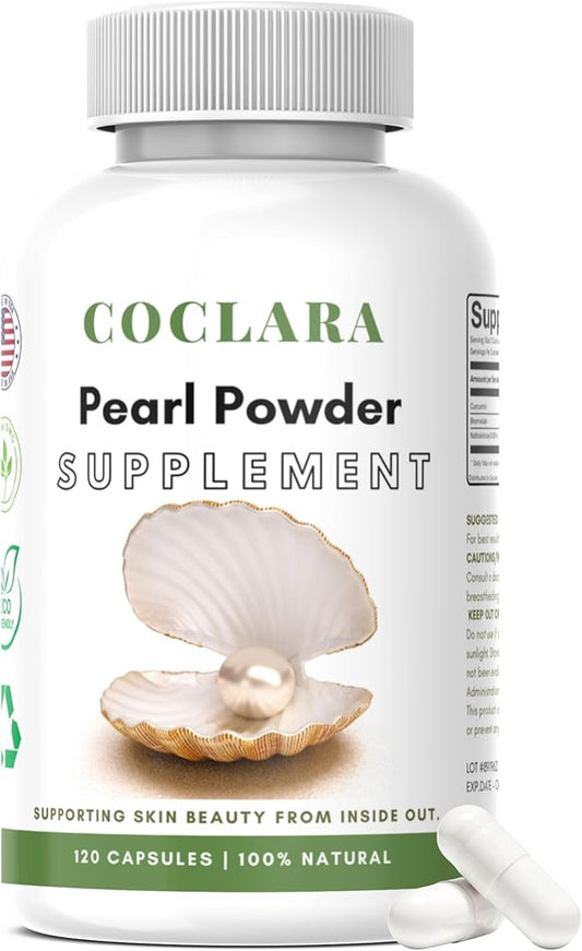 Pearl Powder Capsules for Eye Health & Skin Support - 120 Capsules, 100% Pure, All Natural, Organic