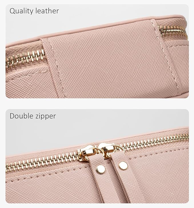 Clear Makeup Bags TSA Approved Toiletry Bag Handle Large Opening,Clear Toiletry Bags for Carry-on Traveling Travel Car Accessories Essentials Organziation Storage Women Girls(Nude Pink, Mini&Large)