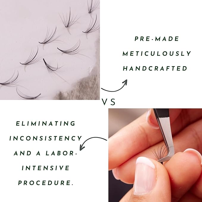 Promade XXL Box - 1200 FANS | Pinneacle Premade Volume Fans For Eyelash Extensions | 8 sizes-in-1 Box | 9mm-16mm | C, CC, D & L curl | 0.07 | 6D Volume (L curl)